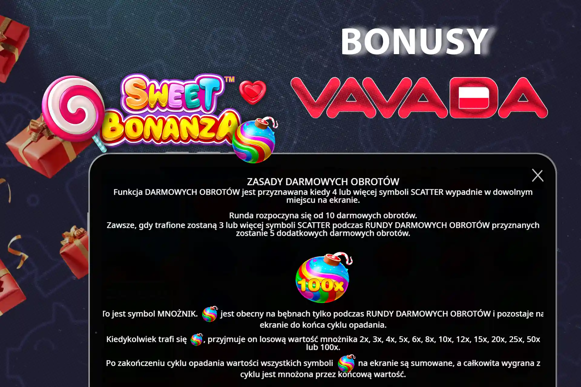 Sprawdź bonusy w grze Sweet Bonanza